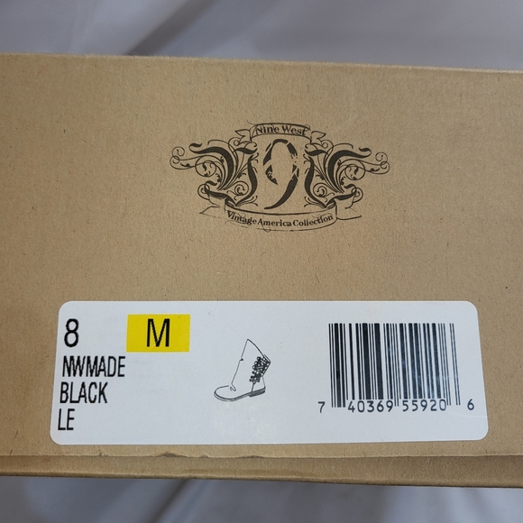 NIB Nine West Made Black Leather Pull On Ankle Boots with Lace Detail Size 8 M - Picture 10 of 11